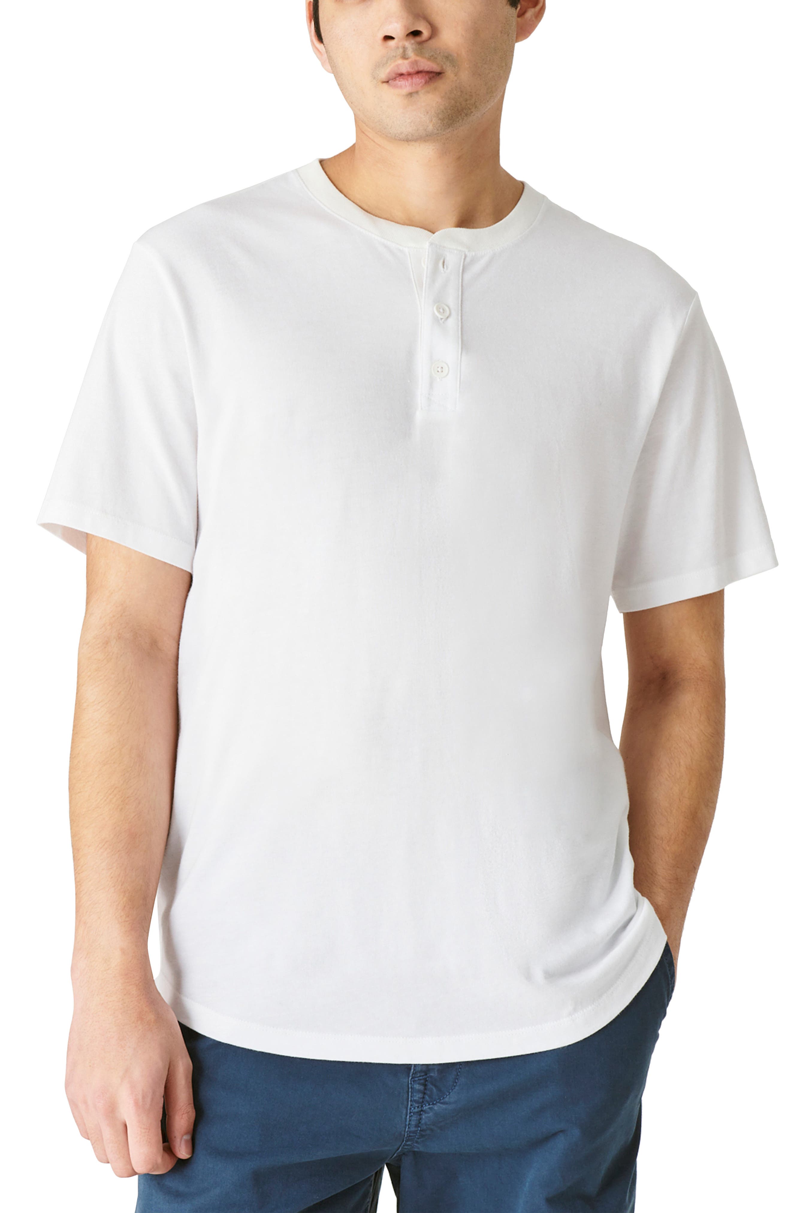 H.Wang Henley Shirts Mens Cotton Slim Fit Short Sleeve Muscle T-Shirt 